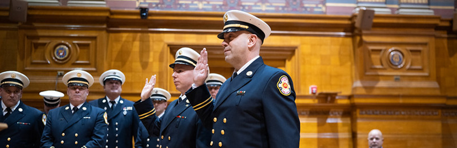 Fire fighters taking an oath