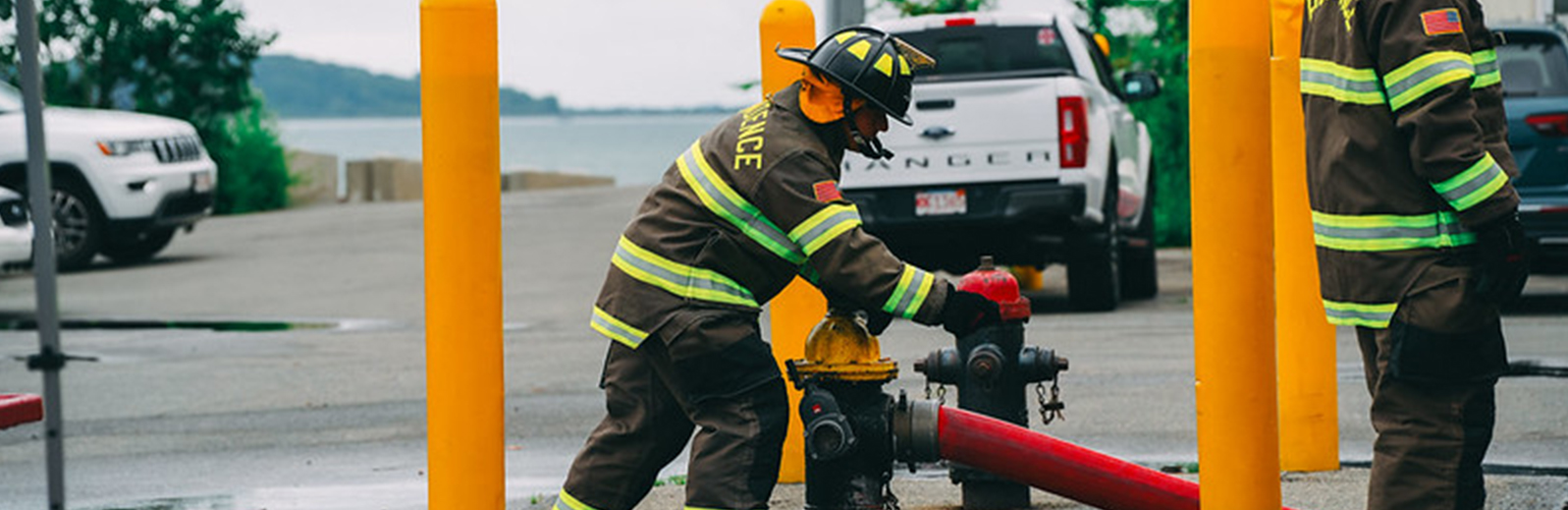 Fire fighter working at a hydrant